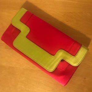 Ted Baker  Silk clutch purse : hot pink + green